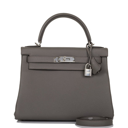 Hermes Kelly Retourne 28 Etain Togo Palladium Hardware