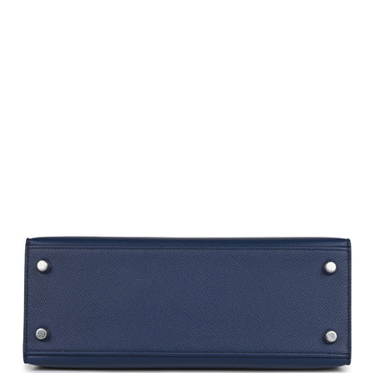 Hermes Kelly Sellier 25 Bleu Saphir Epsom Palladium Hardware