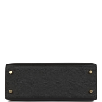 Hermes Kelly Sellier 25 Black Epsom Gold Hardware