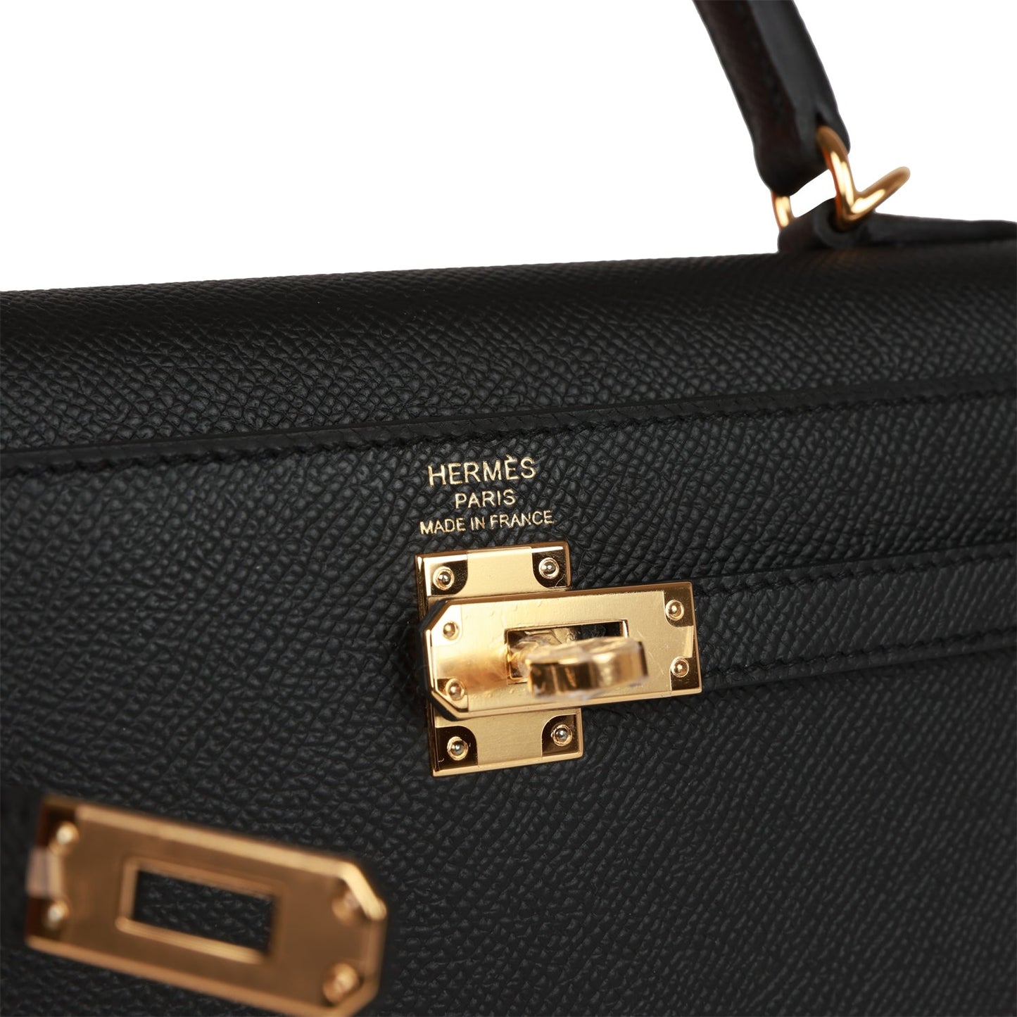 Hermes Kelly Sellier 25 Black Epsom Gold Hardware