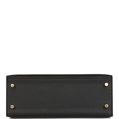 Hermes Kelly Sellier 25 Black Epsom Gold Hardware