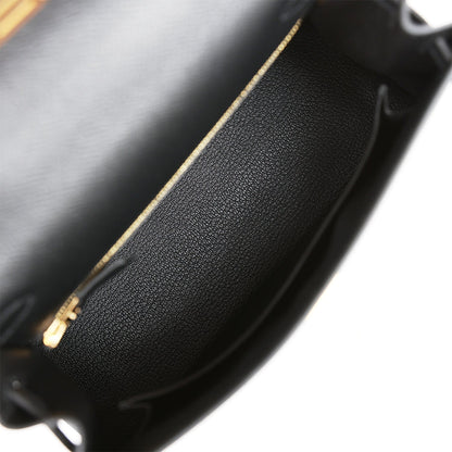 Hermes Kelly Sellier 25 Black Epsom Gold Hardware