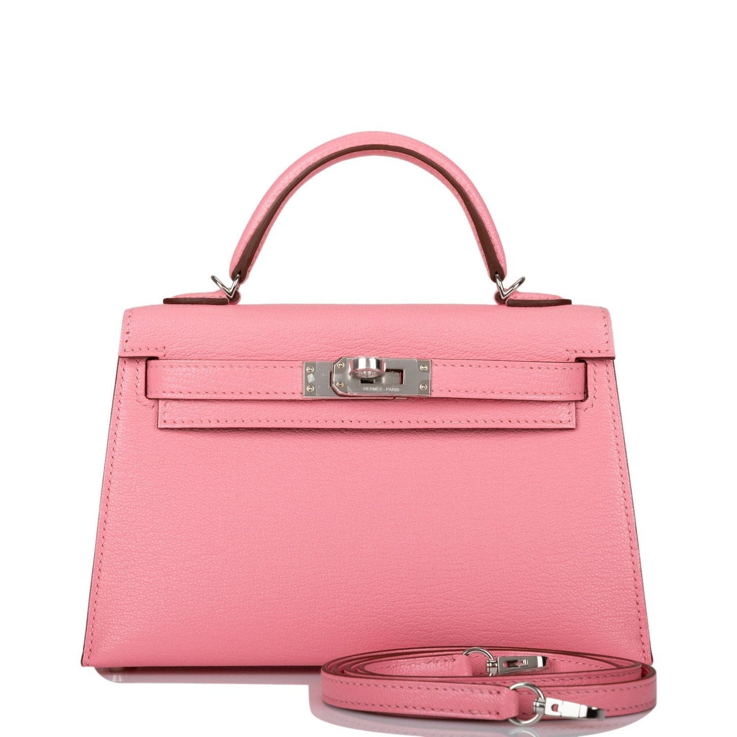 Hermes Kelly Sellier 20 Rose Confetti Verso Chevre Palladium Hardware