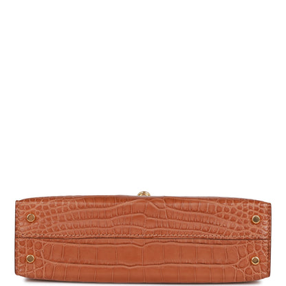 Hermes Kelly Sellier 20cm Gold Matte Alligator Gold Hardware