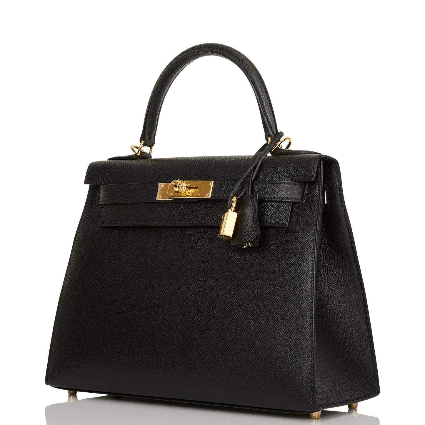 Hermes Kelly Sellier 28 Black Epsom Gold Hardware