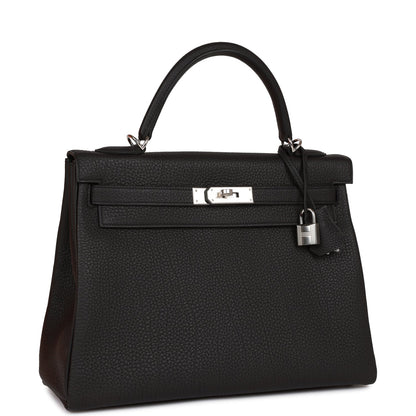 Hermes Kelly Retourne 32cm Black Togo Palladium Hardware