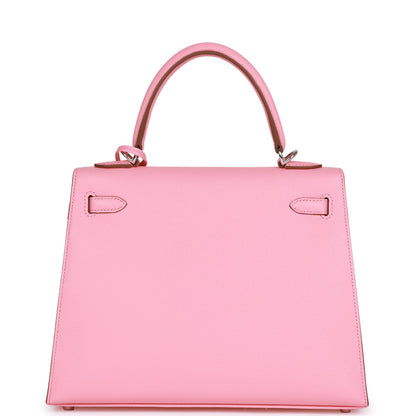 Hermes Kelly Sellier 25 Rose Confetti Epsom Palladium Hardware