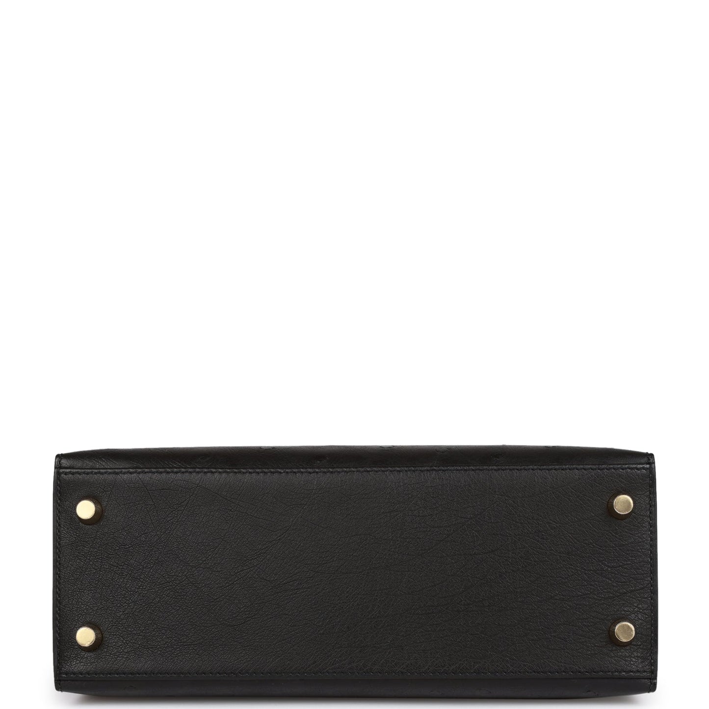 Hermes Kelly Sellier 25 Black Ostrich Gold Hardware