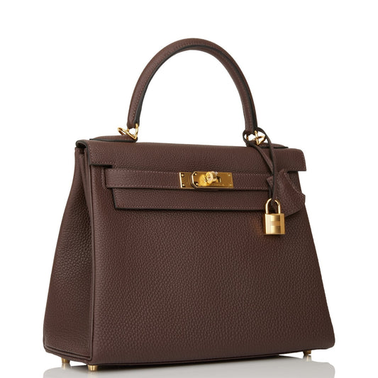 Hermes Kelly Retourne 28 Chocolate Togo Gold Hardware