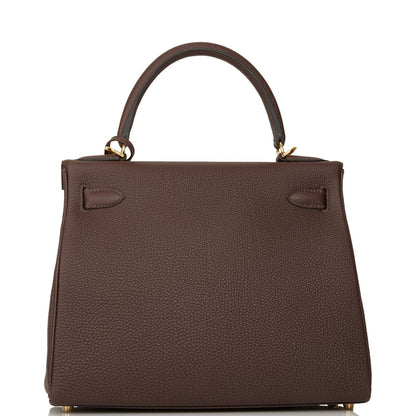 Hermes Kelly Retourne 28 Chocolate Togo Gold Hardware