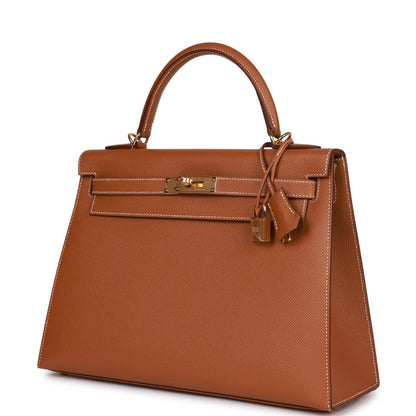 Hermes Kelly Sellier 32 Gold Epsom Gold Hardware