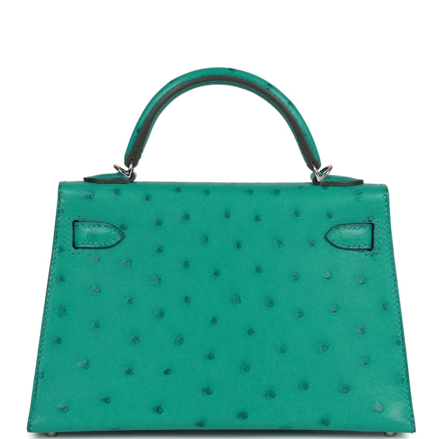 Hermes Kelly Sellier 20 Vert Verone Ostrich Palladium Hardware