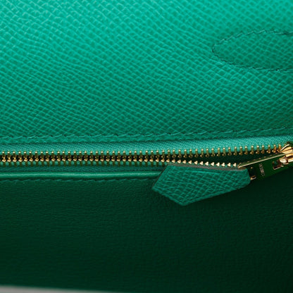 Hermes Kelly Sellier 28 Vert Jade Epsom Gold Hardware