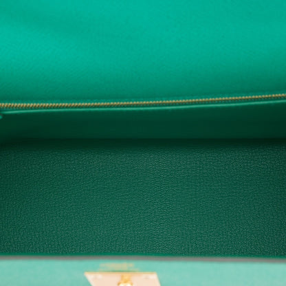 Hermes Kelly Sellier 28 Vert Jade Epsom Gold Hardware