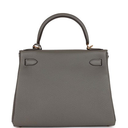 Hermes Kelly Retourne 28 Gris Meyer Clemence Gold Hardware