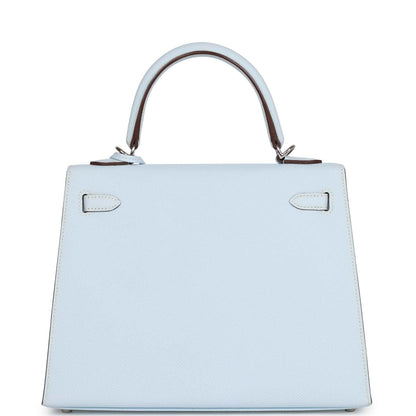 Hermes Kelly Sellier 25 Bleu Brume Epsom Palladium Hardware