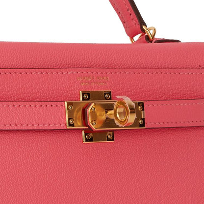 Hermes Kelly Sellier 20 Rose Lipstick Chevre Gold Hardware