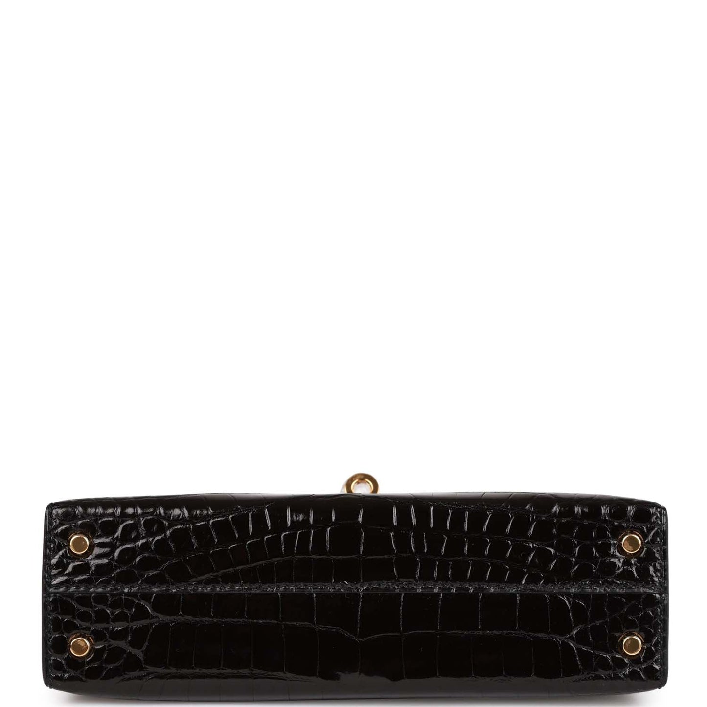 Hermes Kelly Sellier 20 Black Shiny Alligator Gold Hardware