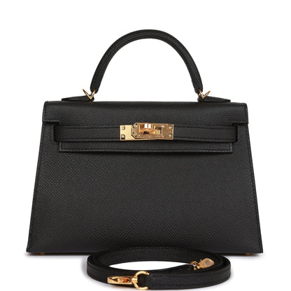 Hermes Kelly Sellier 20 Black Epsom Gold Hardware Deposit 1