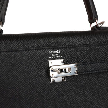 Hermes Kelly Sellier 25 Black Epsom Palladium Hardware