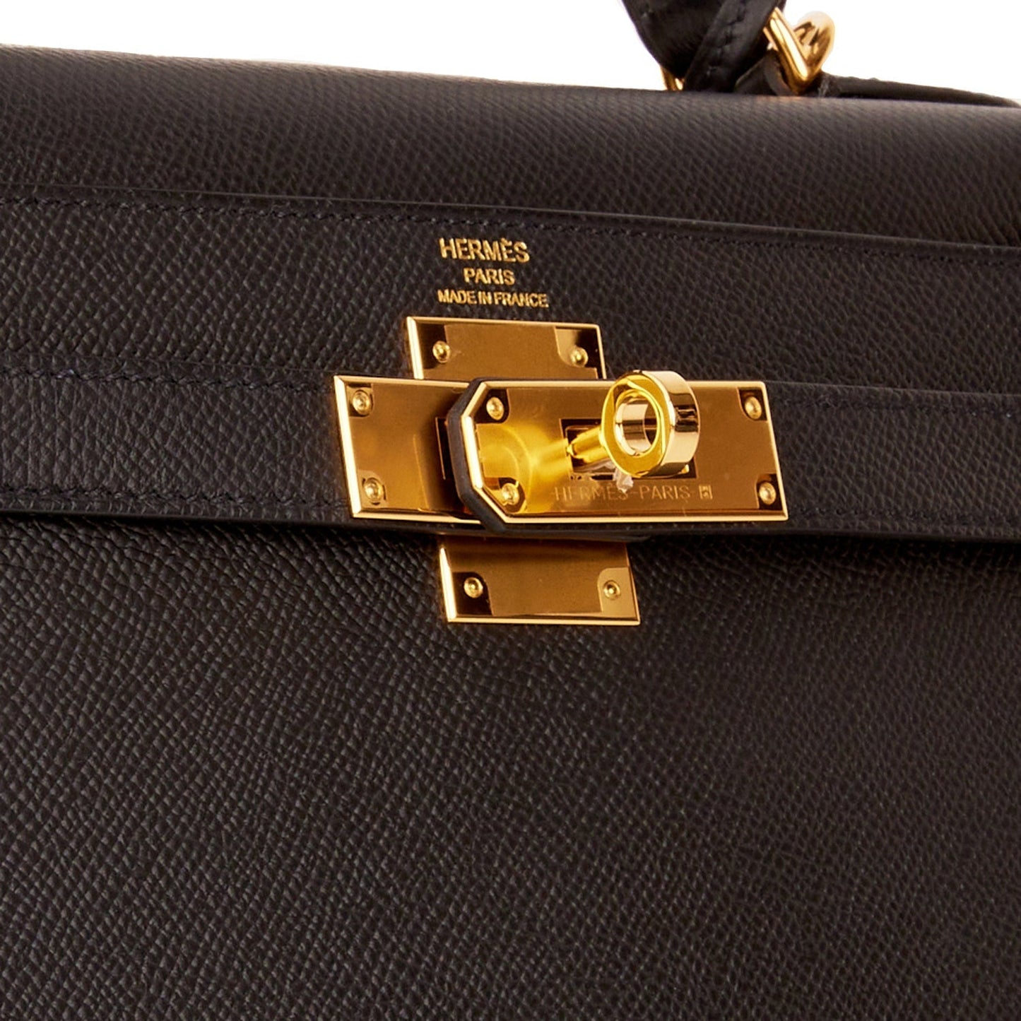 Hermes Kelly Sellier 28 Black Epsom Gold Hardware