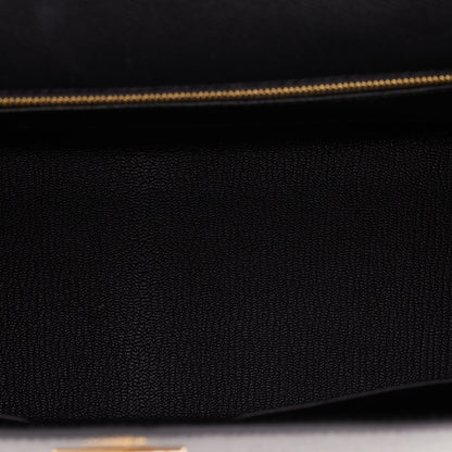 Hermes Kelly Sellier 28 Black Epsom Gold Hardware