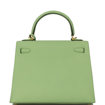 Hermes Kelly Sellier 25 Vert Criquet Epsom Gold Hardware