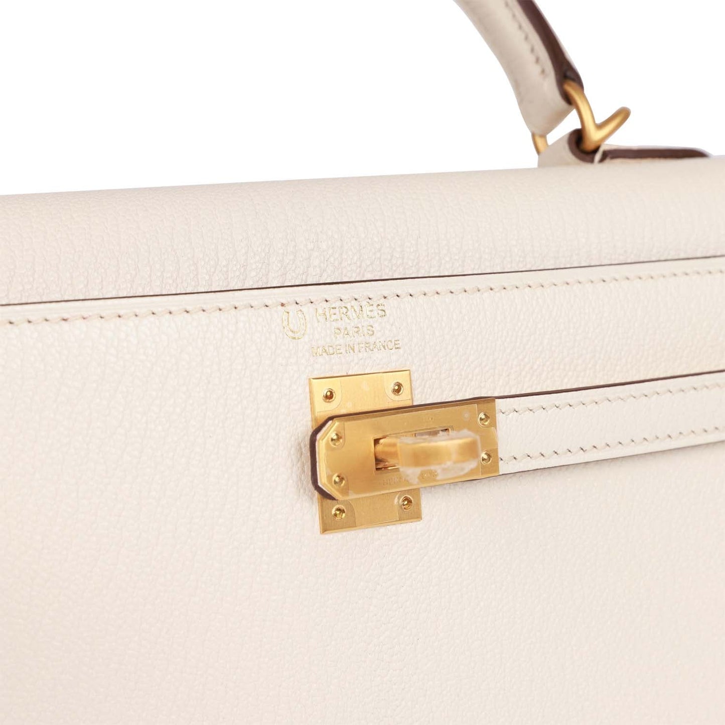 Hermes Special Order (HSS) Kelly Sellier 25 Nata Verso Chevre Brushed Gold Hardware