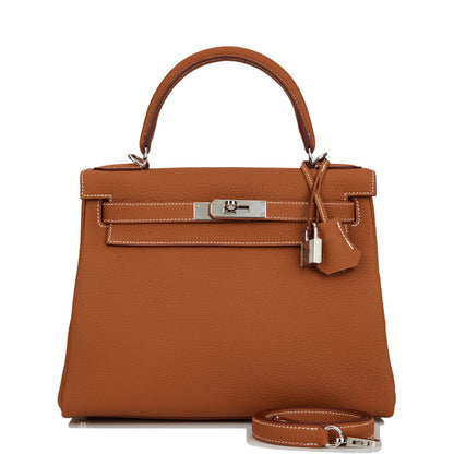 Hermes Kelly Retourne 28 Gold Togo Palladium Hardware