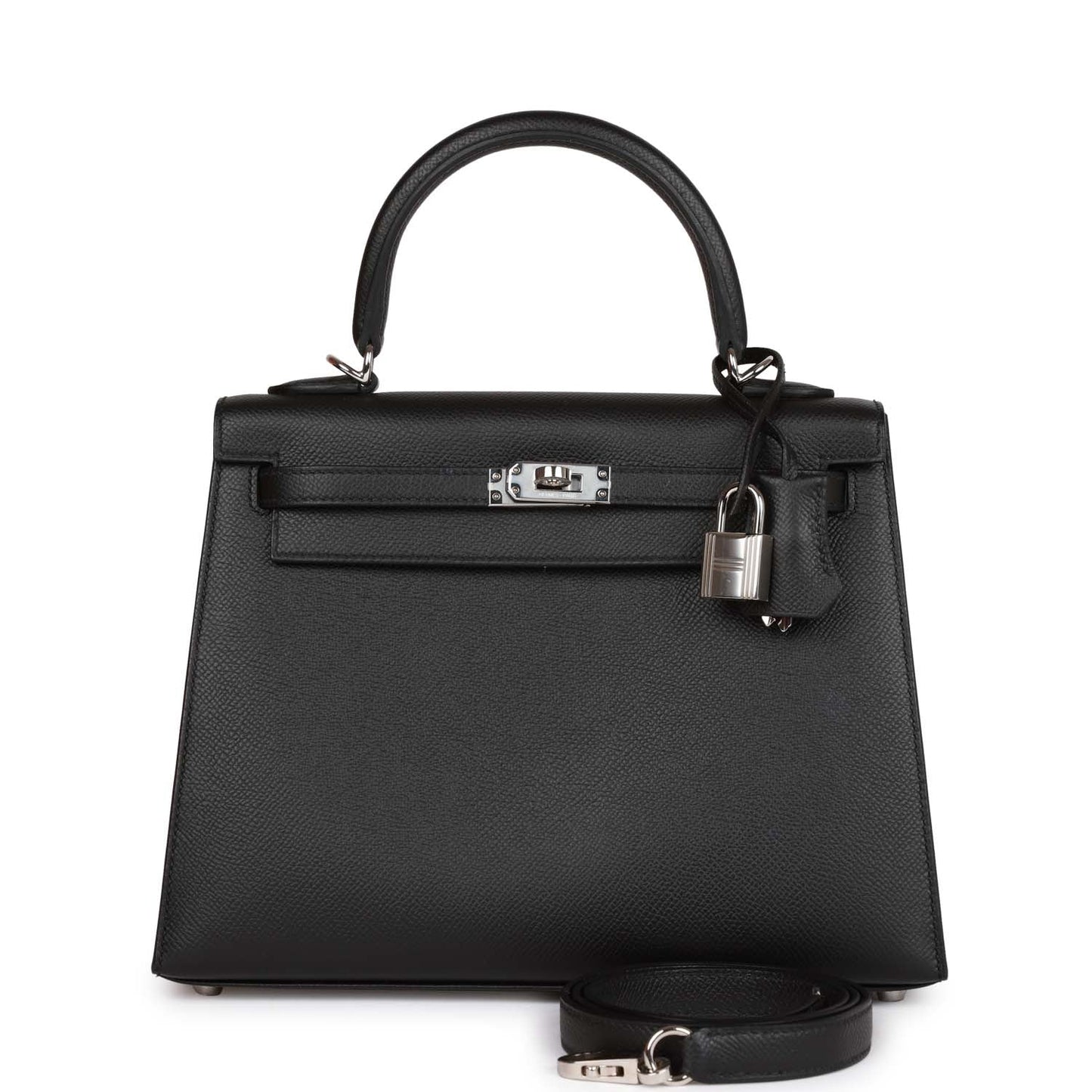 Hermes Kelly Sellier 25 Black Epsom Palladium Hardware