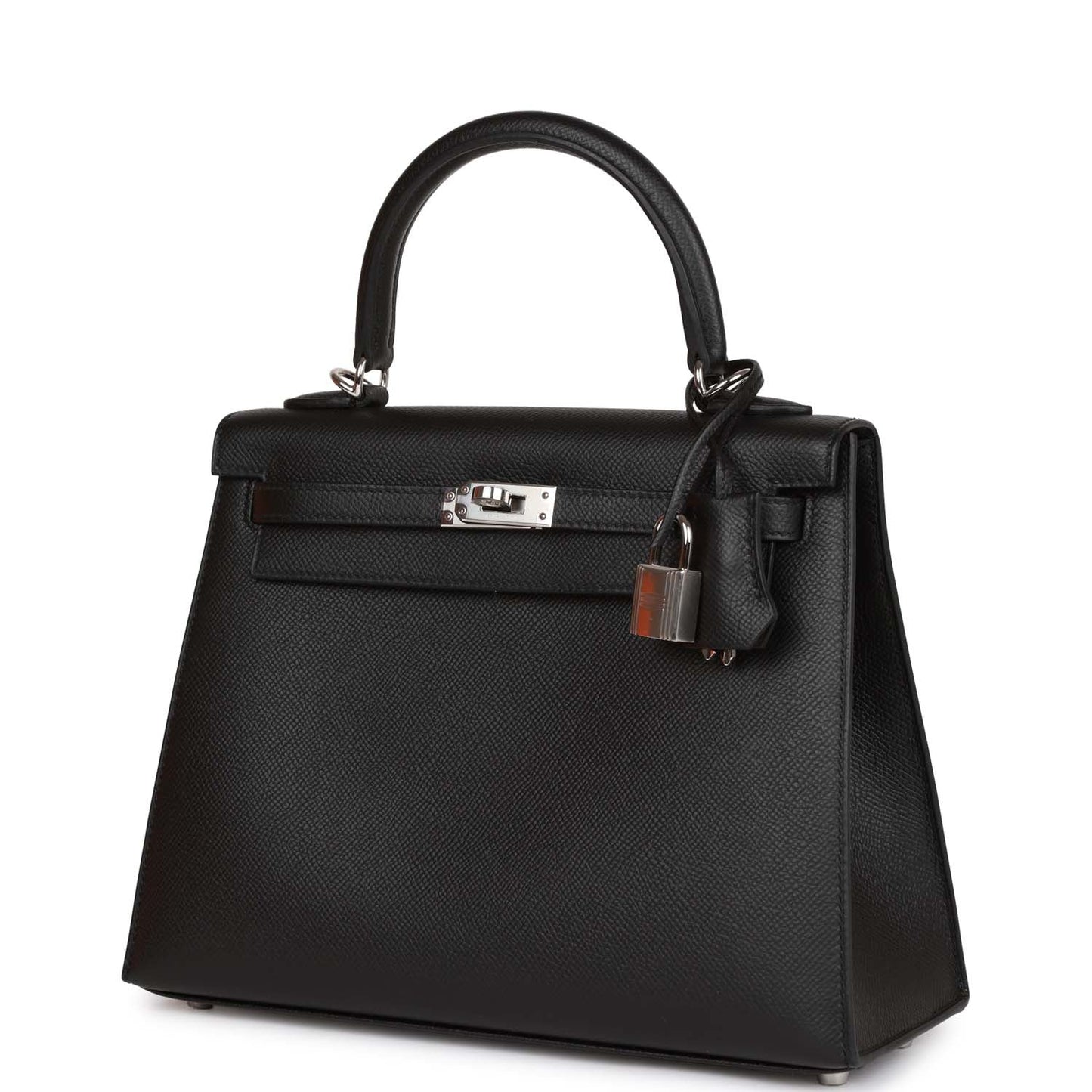 Hermes Kelly Sellier 25 Black Epsom Palladium Hardware