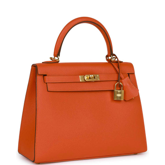 Hermes Kelly Sellier 25 Feu Epsom Gold Hardware