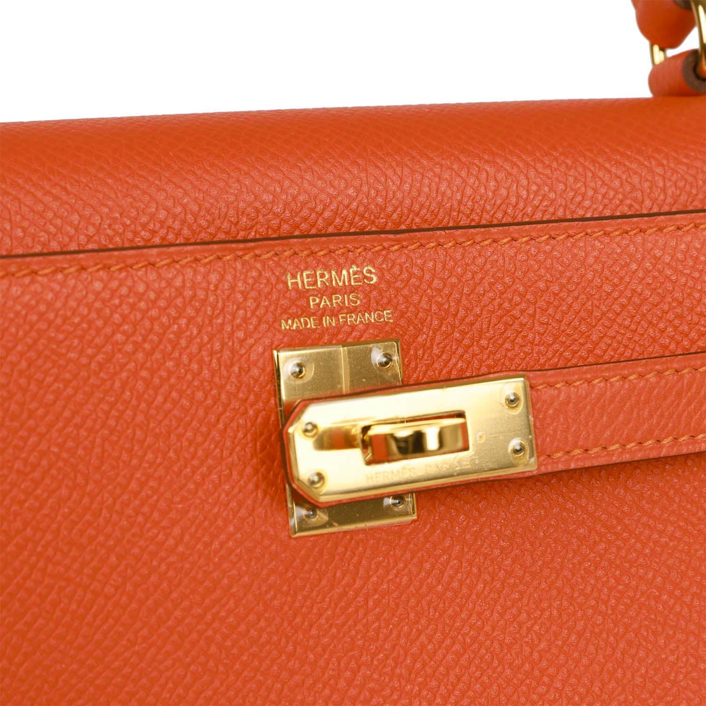 Hermes Kelly Sellier 25 Feu Epsom Gold Hardware