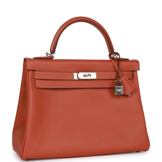 Hermes Kelly Retourne 32 Blush Verso Evercolor Palladium Hardware