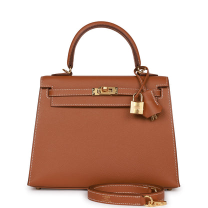 Hermes Kelly Sellier 25 Gold Epsom Gold Hardware