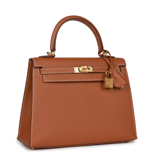 Hermes Kelly Sellier 25 Gold Epsom Gold Hardware