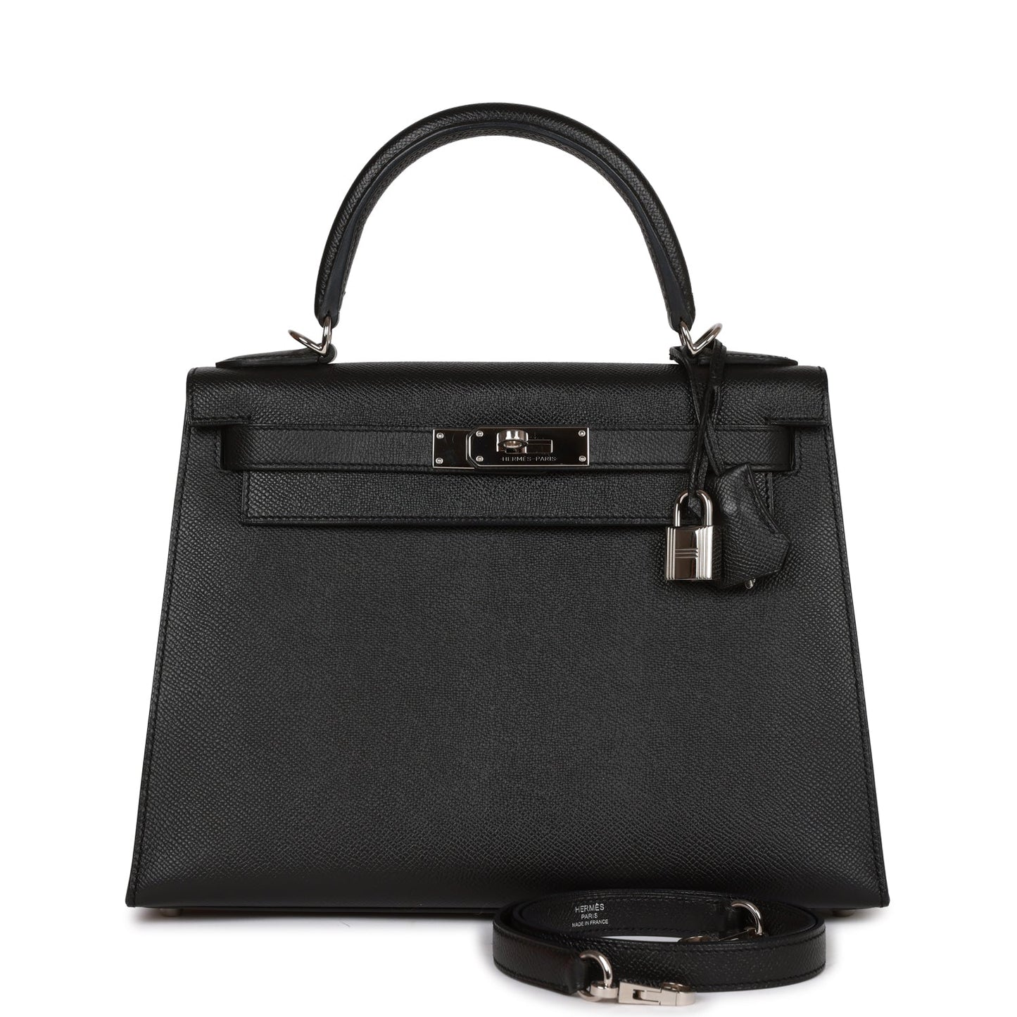 Hermes Kelly Sellier 28 Black Epsom Palladium Hardware