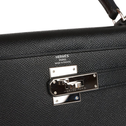 Hermes Kelly Sellier 28 Black Epsom Palladium Hardware