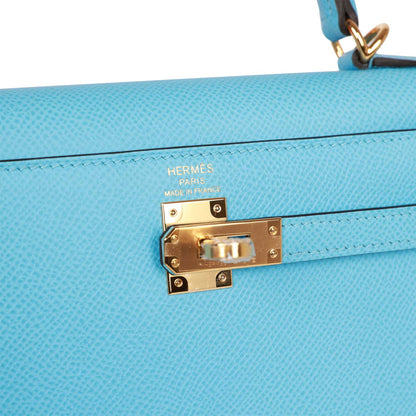 Hermes Kelly Sellier 25 Celeste Epsom Gold Hardware