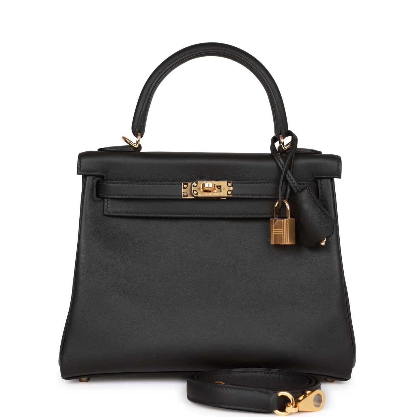 Hermes Kelly Retourne 25 Black Swift Gold Hardware