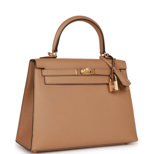 Hermes Kelly Sellier 25 Chai Epsom Gold Hardware