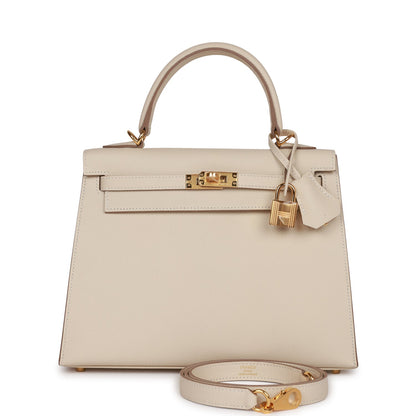 Hermes Kelly Sellier 25 Craie Epsom Gold Hardware