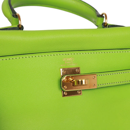 Vintage Hermes Kelly Retourne 20 Vert Cru Gulliver Gold Hardware