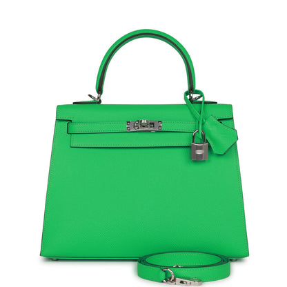 Hermes Kelly Sellier 25 Vert Comics Epsom Palladium Hardware