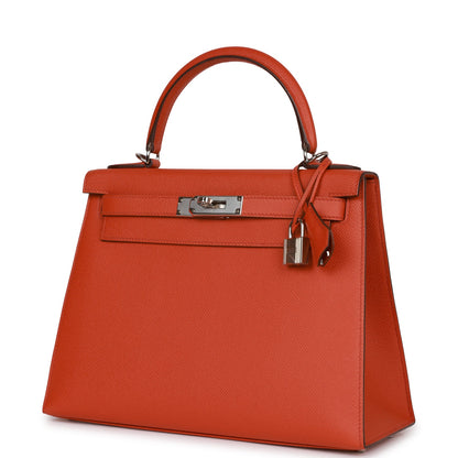 Hermes Kelly Sellier 28 Terre Battue Epsom Palladium Hardware