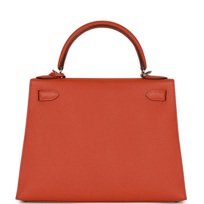 Hermes Kelly Sellier 28 Terre Battue Epsom Palladium Hardware