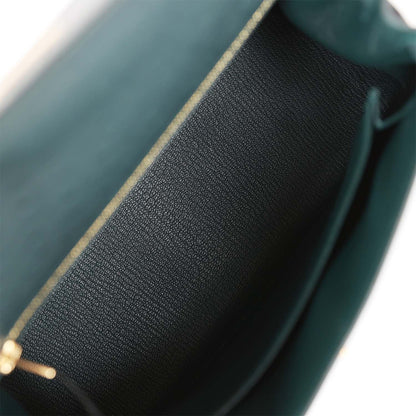 Hermes Kelly Sellier 25 Vert Cypress Ostrich Gold Hardware