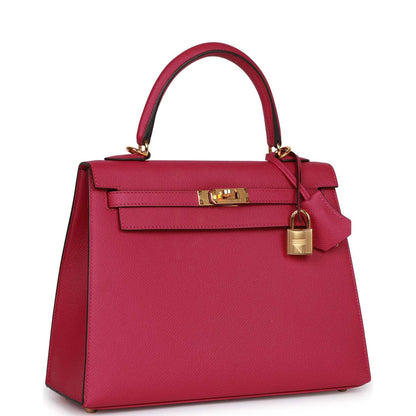 Hermes Kelly Sellier 25 Rose Pourpre Epsom Gold Hardware