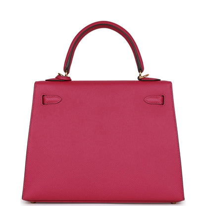 Hermes Kelly Sellier 25 Rose Pourpre Epsom Gold Hardware