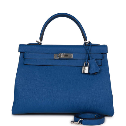 Hermes Kelly Retourne 32 Bleu France Togo Palladium Hardware